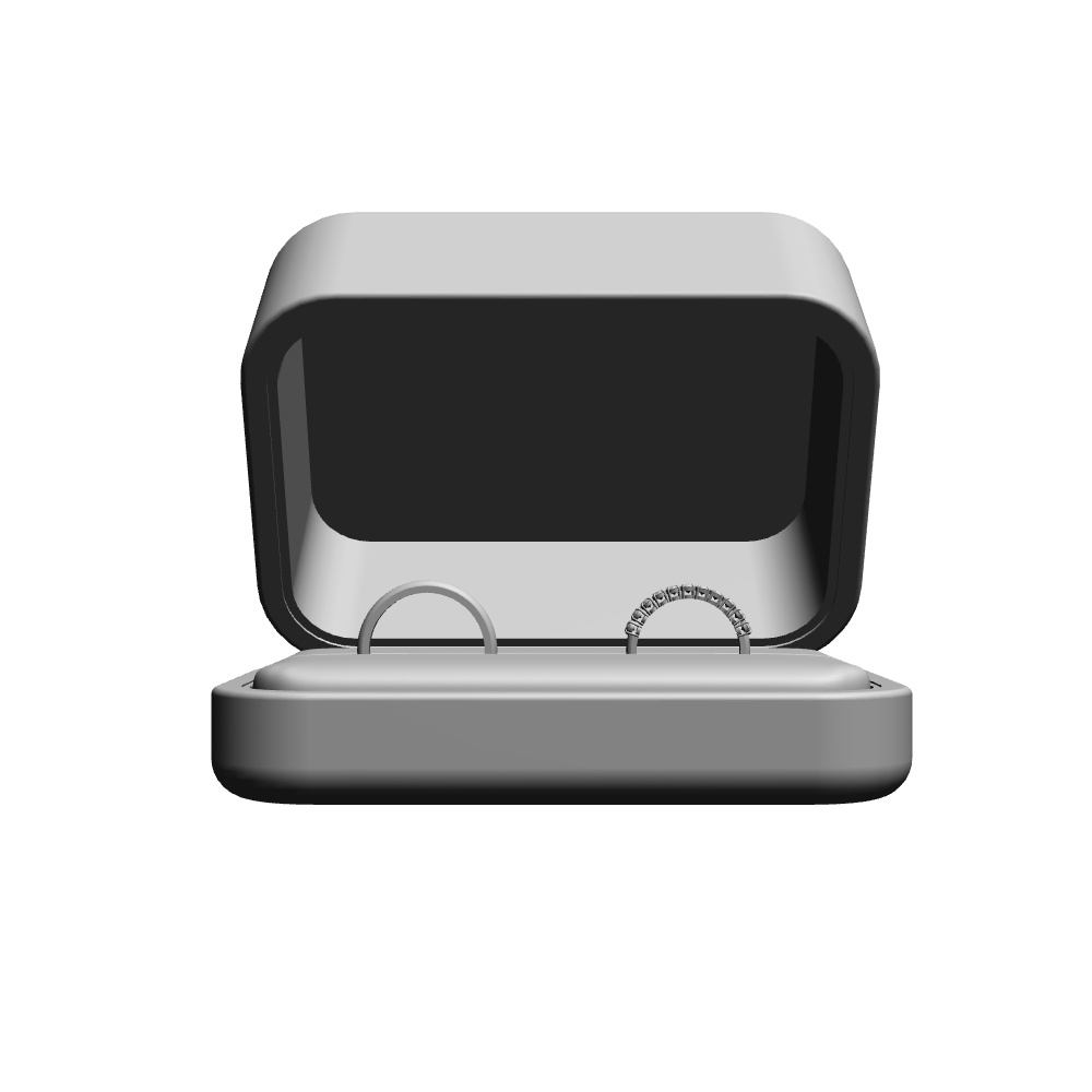 【3Dモデルデータ】リング20 : ケース付きのペアリング(ハーフエタニティリング+甲丸)【3Dmodel deta partnerring20】
