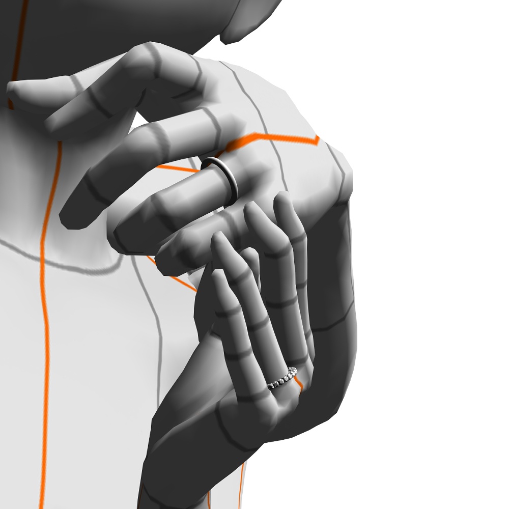 【3Dモデルデータ】リング20 : ケース付きのペアリング(ハーフエタニティリング+甲丸)【3Dmodel deta partnerring20】