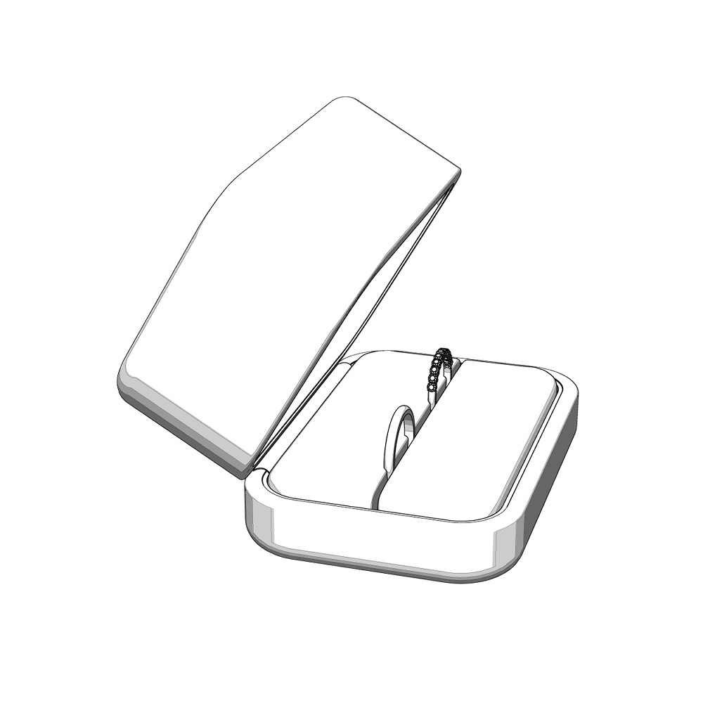 【3Dモデルデータ】リング20 : ケース付きのペアリング(ハーフエタニティリング+甲丸)【3Dmodel deta partnerring20】