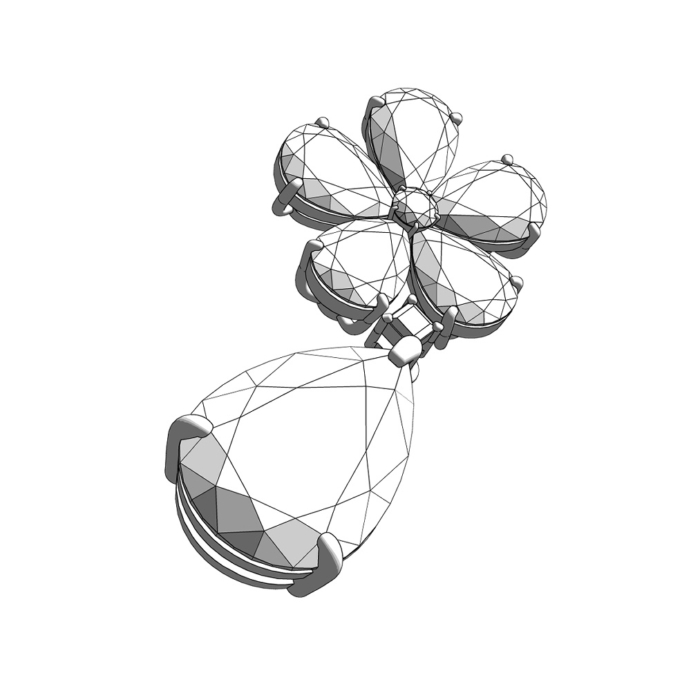 【3Dモデルデータ】ピアス12 : ペンダント兼用 各2種類【Pierced earring12】