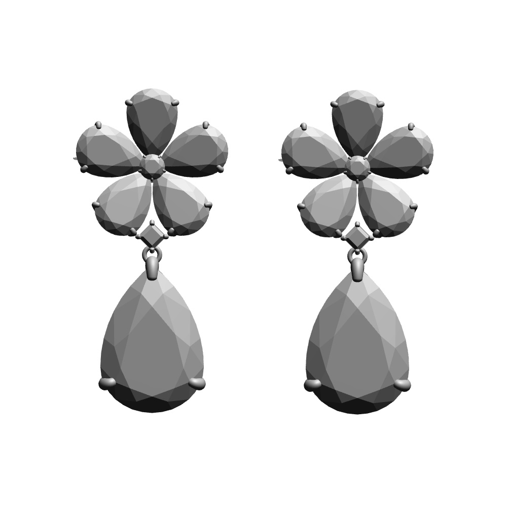 【3Dモデルデータ】ピアス12 : ペンダント兼用 各2種類【Pierced earring12】
