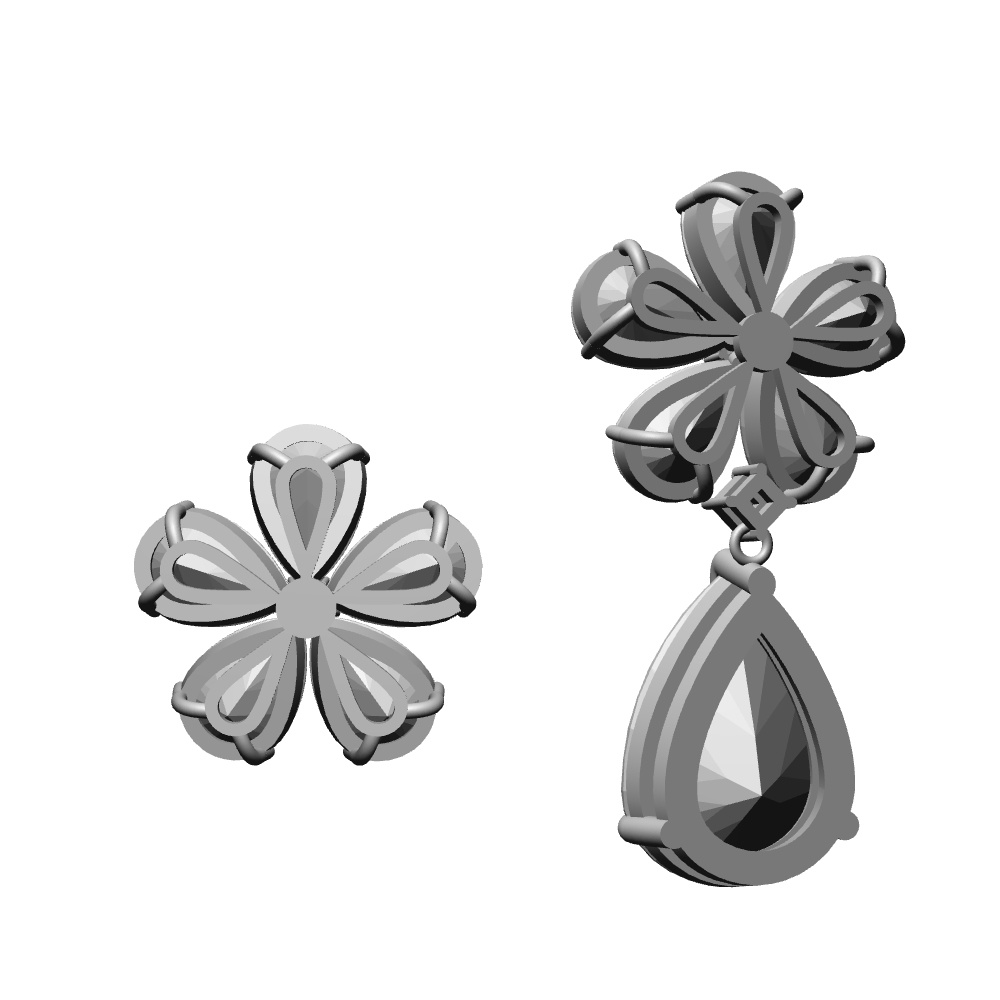 【3Dモデルデータ】ピアス12 : ペンダント兼用 各2種類【Pierced earring12】