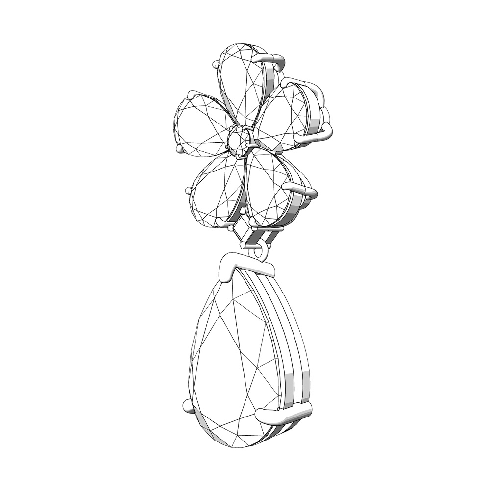 【3Dモデルデータ】ピアス12 : ペンダント兼用 各2種類【Pierced earring12】