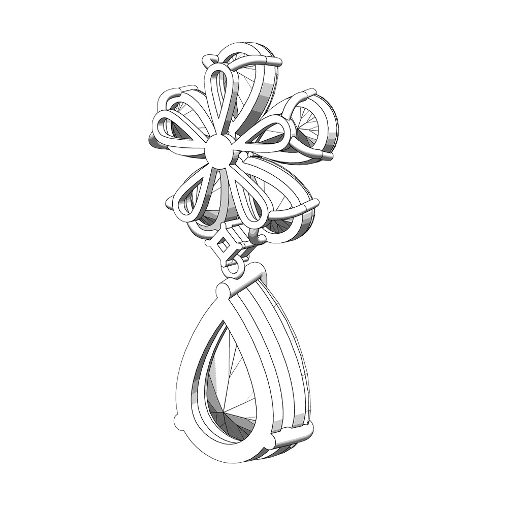 【3Dモデルデータ】ピアス12 : ペンダント兼用 各2種類【Pierced earring12】