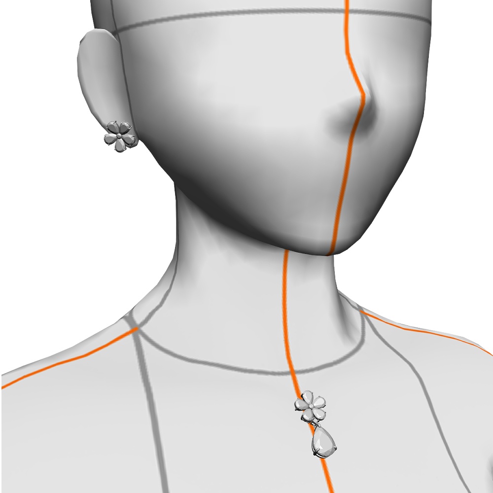 【3Dモデルデータ】ピアス12 : ペンダント兼用 各2種類【Pierced earring12】