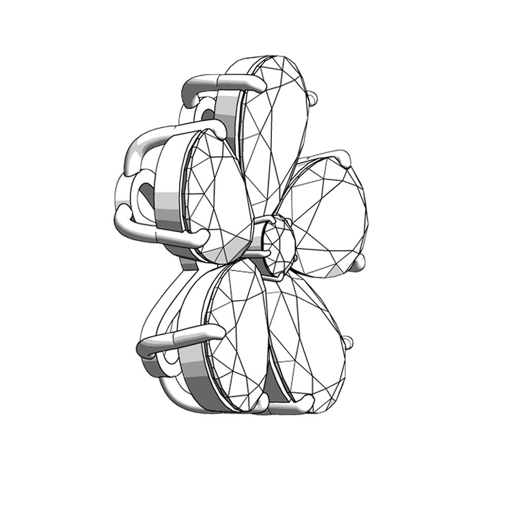 【3Dモデルデータ】ピアス12 : ペンダント兼用 各2種類【Pierced earring12】