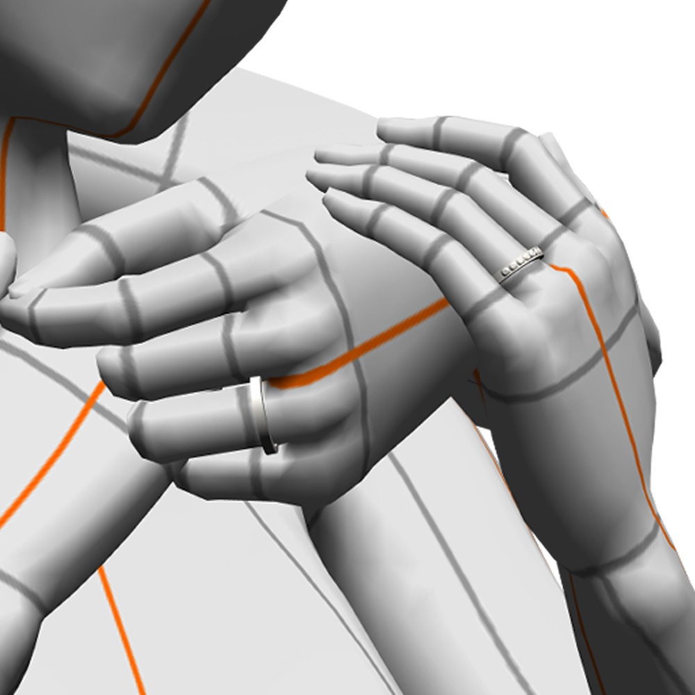 【3Dモデルデータ】リング21 : ケース付きのペアリング(レール留めのハーフエタニティ+平打ち)【3Dmodel deta partnerring21】