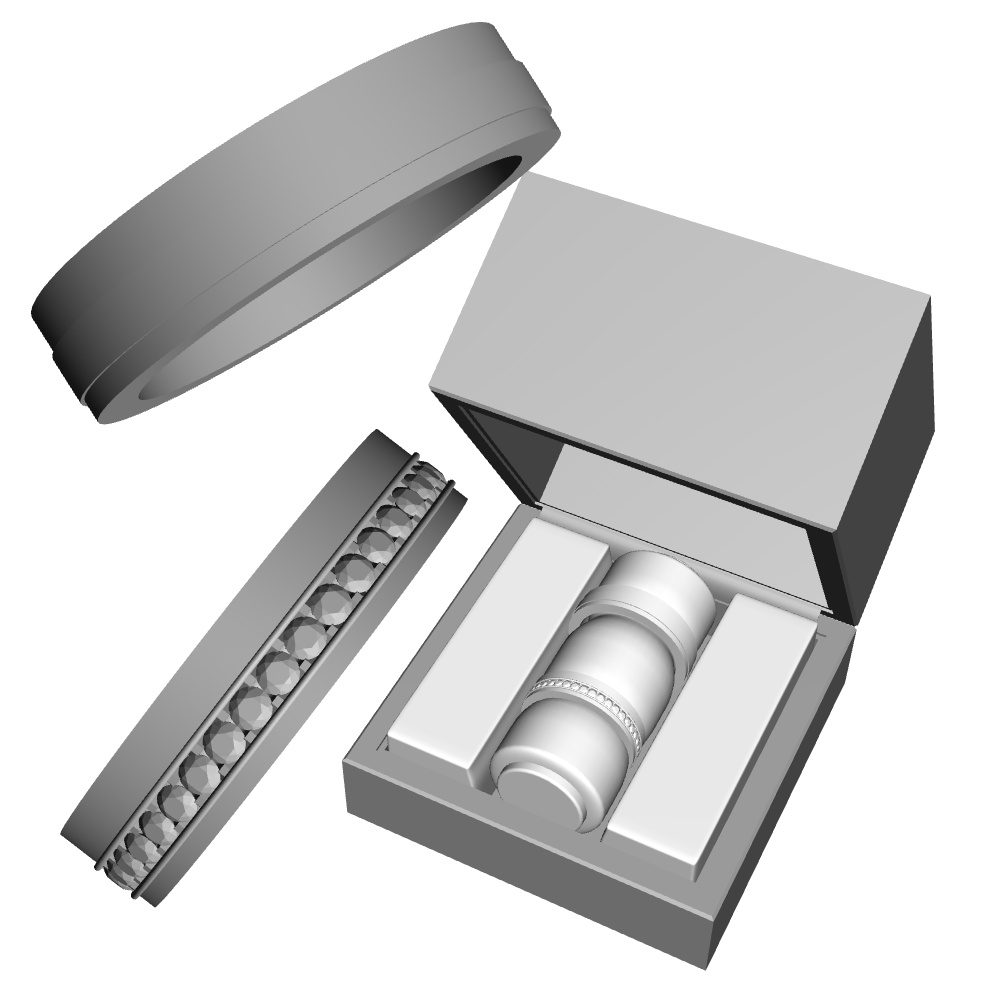 【3Dモデルデータ】リング22 : ケース付きのペアリング【3Dmodel deta partnerring22】