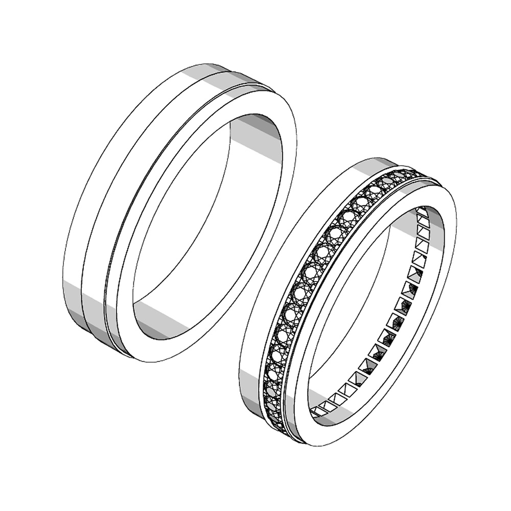 【3Dモデルデータ】リング22 : ケース付きのペアリング【3Dmodel deta partnerring22】