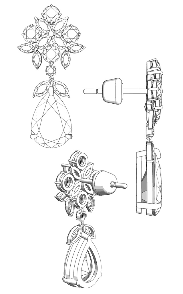 【3Dモデルデータ】ピアス14【Pierced earrings14】