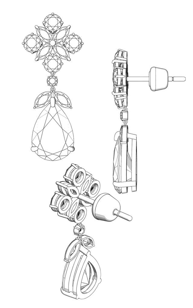 【3Dモデルデータ】ピアス14【Pierced earrings14】