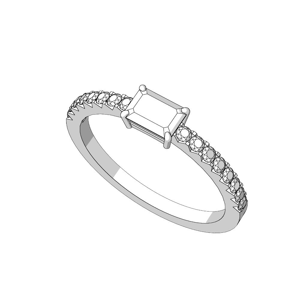 【3Dモデルデータ】リング24(ケース付き)【3D model engagement ring】