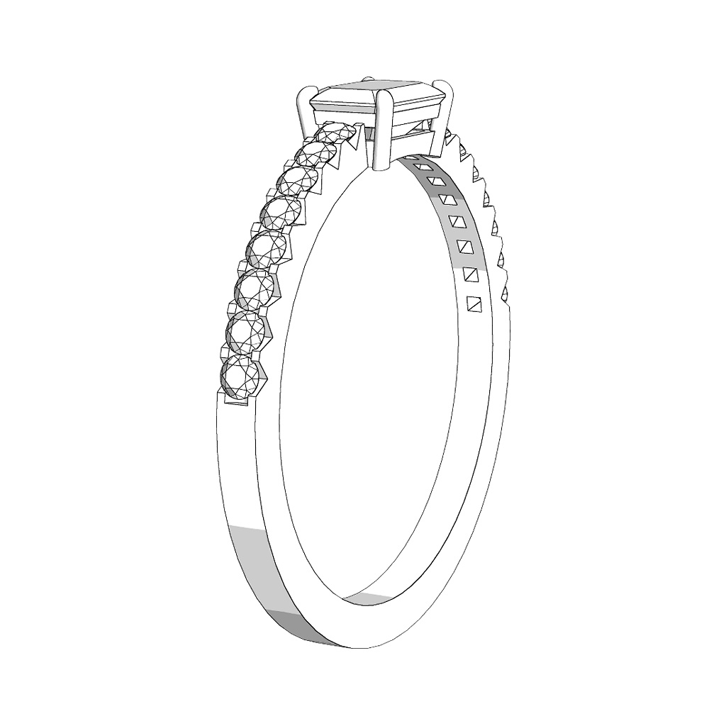 【3Dモデルデータ】リング24(ケース付き)【3D model engagement ring】