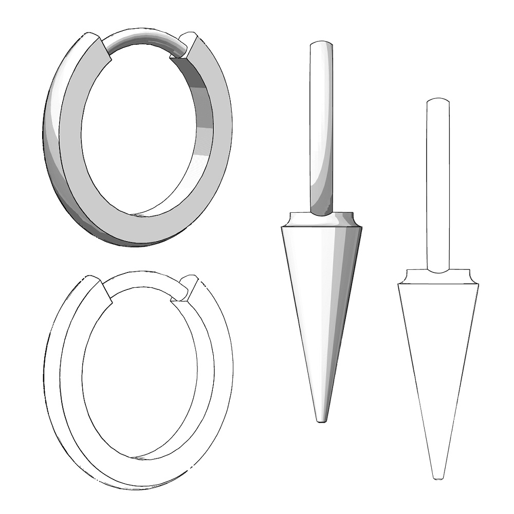 【3Dモデルデータ】ピアス17【Pierced earrings17】