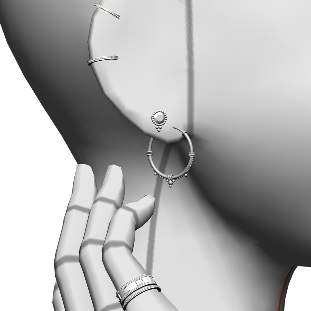 【3Dモデルデータ】ピアス18【Pierced earrings18】
