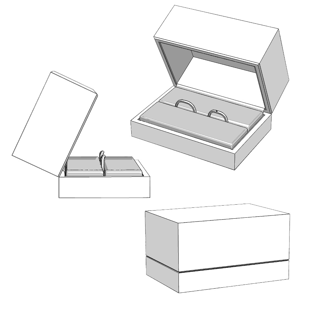 【3Dモデルデータ】リング37 : ケース付きのペアリング【3Dmodel deta partnerring21】