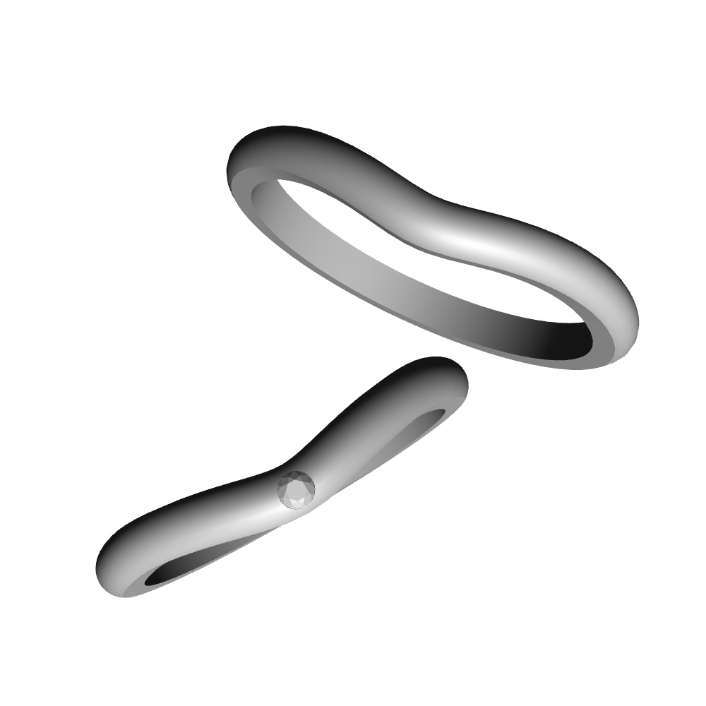 【3Dモデルデータ】リング37 : ケース付きのペアリング【3Dmodel deta partnerring21】