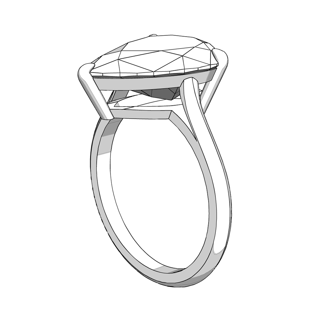 【3Dモデルデータ】リング38(ペアシェイプカットリング)【3D model, ring38】