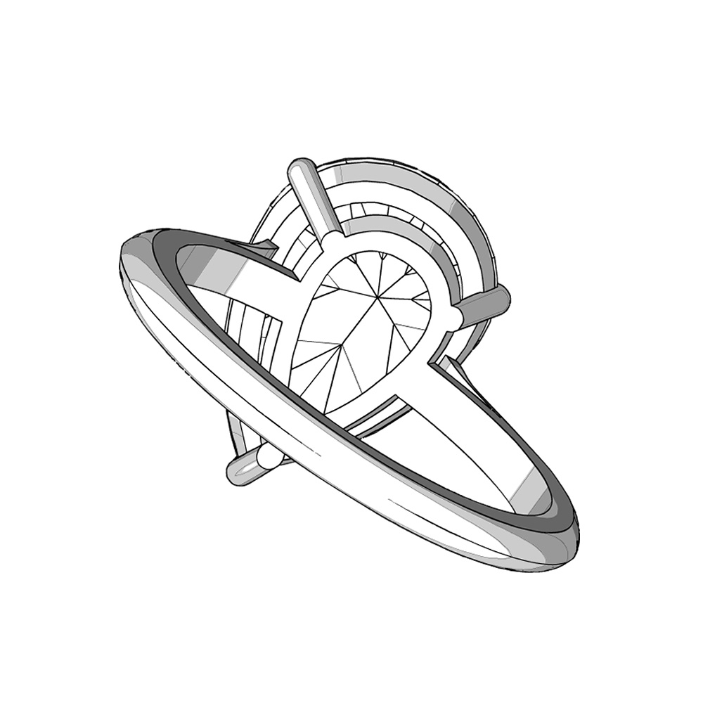 【3Dモデルデータ】リング38(ペアシェイプカットリング)【3D model, ring38】