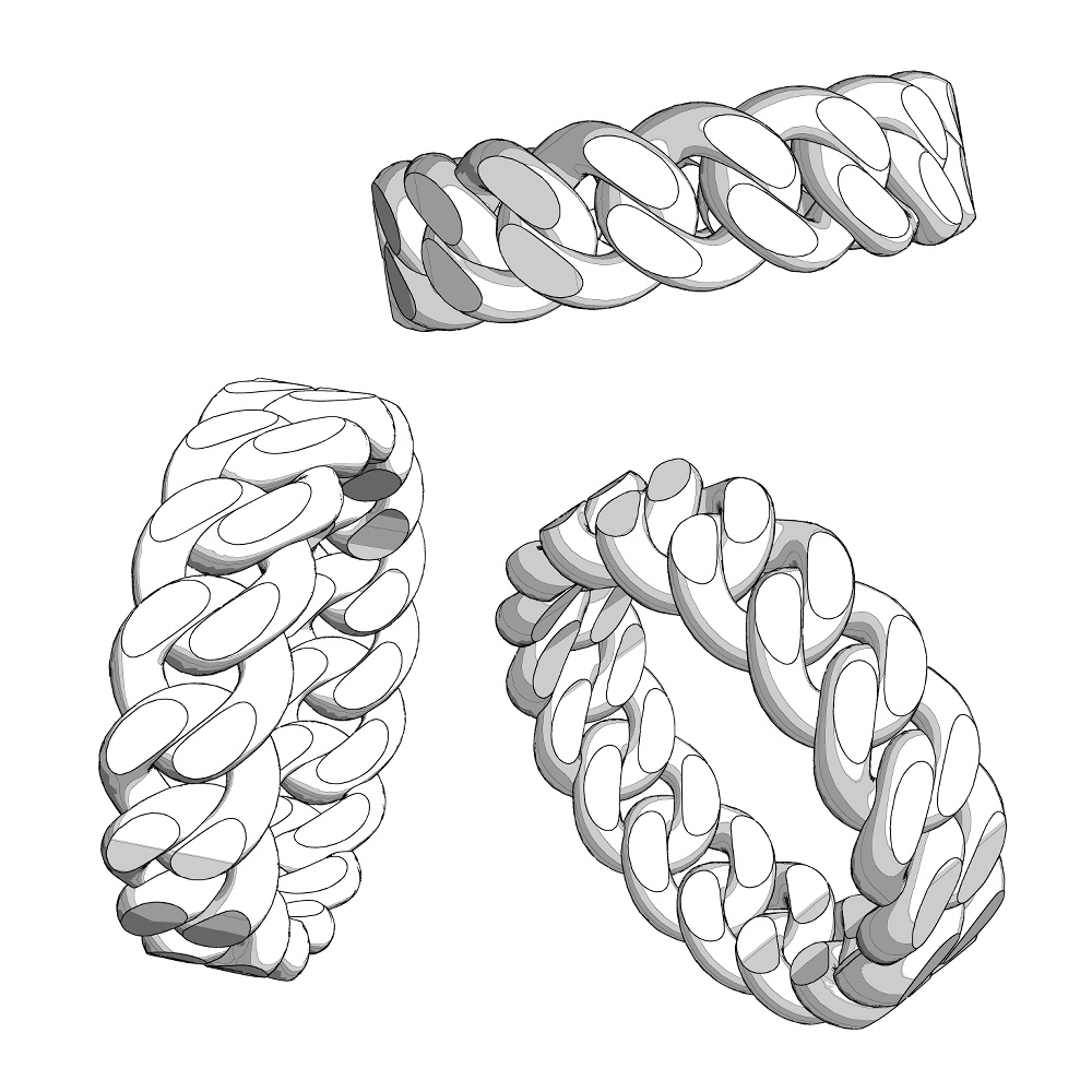 【3Dモデルデータ】リング39(喜平チェーンリング)【3D model, ring39】