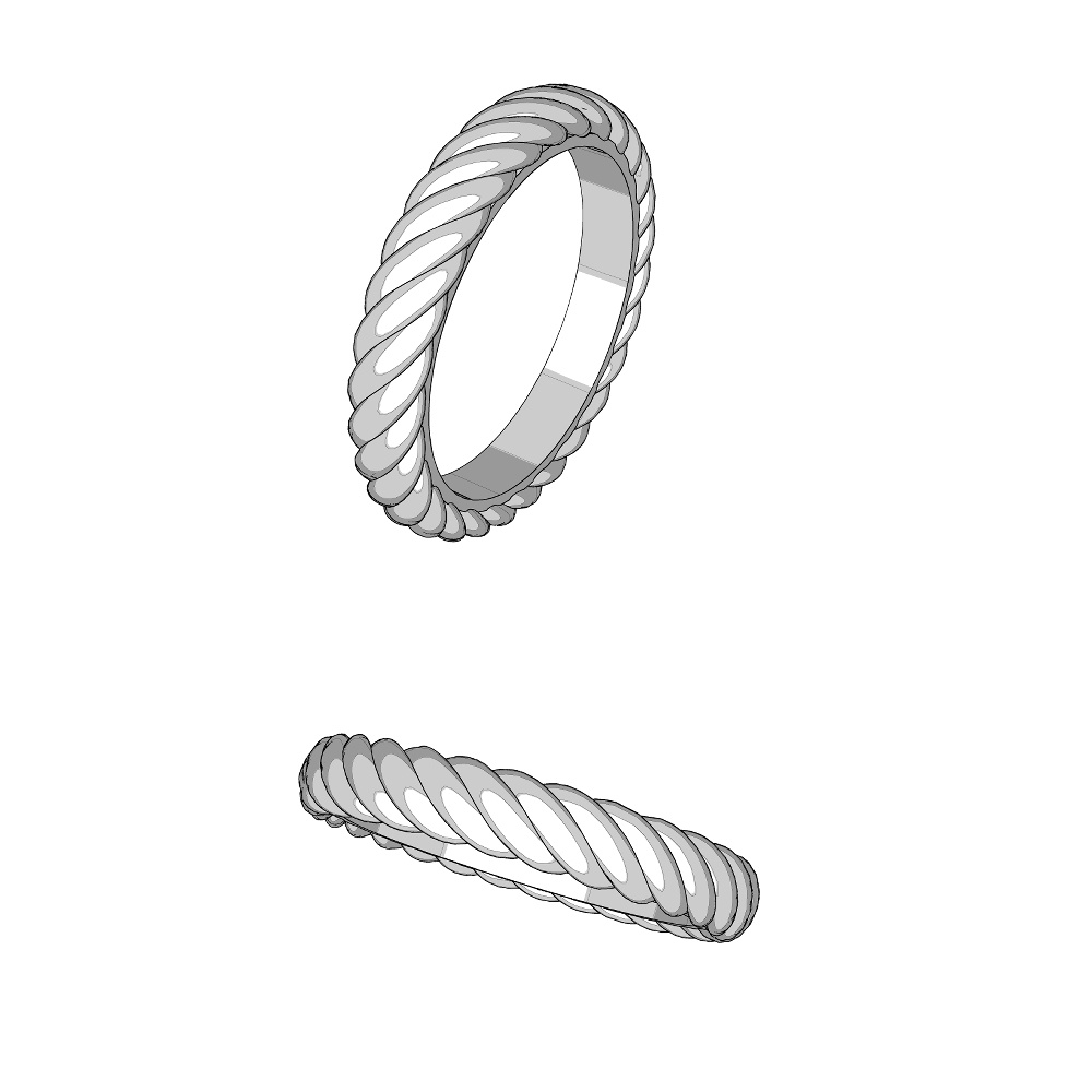 【3Dモデルデータ】リング40(縄目リング)【3D model, ring40 ropering】