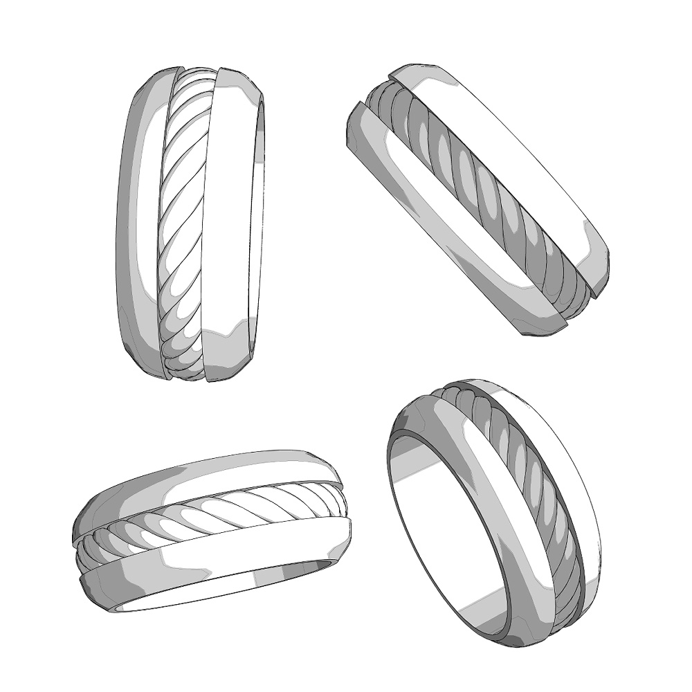 【3Dモデルデータ】リング40(縄目リング)【3D model, ring40 ropering】