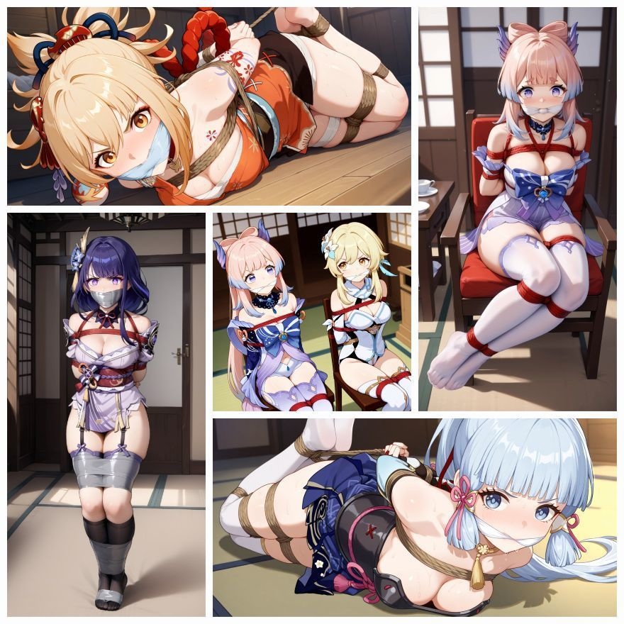 心海、綾華、宵宮と雷電将軍 DID 画集 | Kokomi, Ayaka, Yoimiya & Raiden Shogun in Distress image set