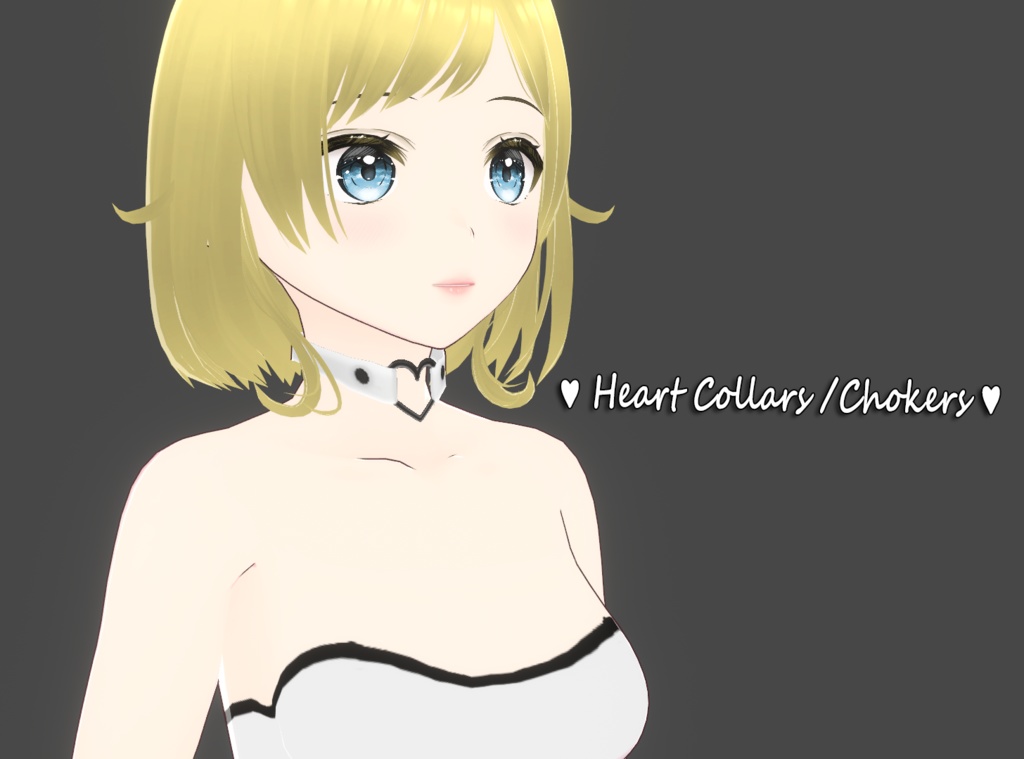 VRoid Heart Collar ♥ Black & White Variants! ♥