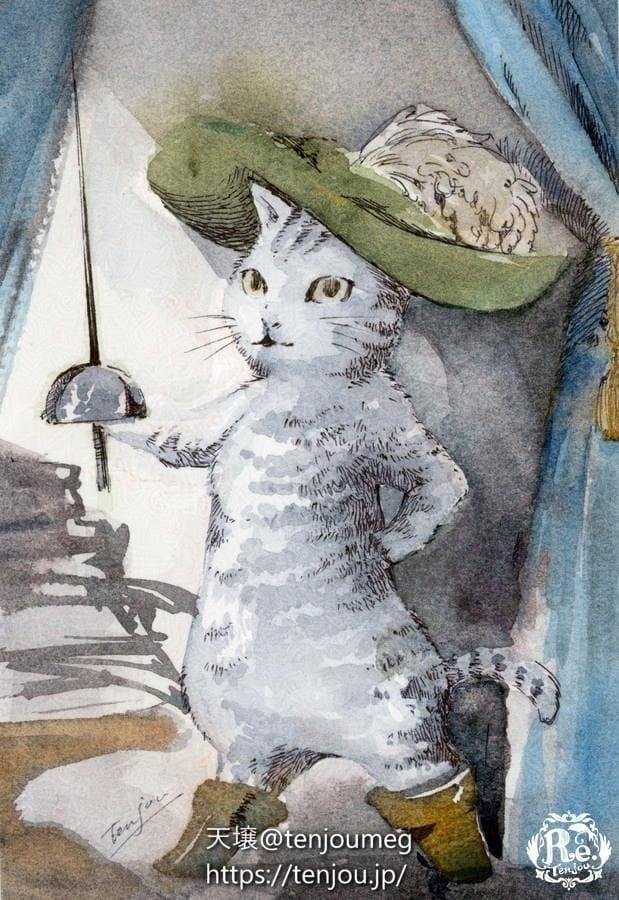 原画「長靴をはいた猫」