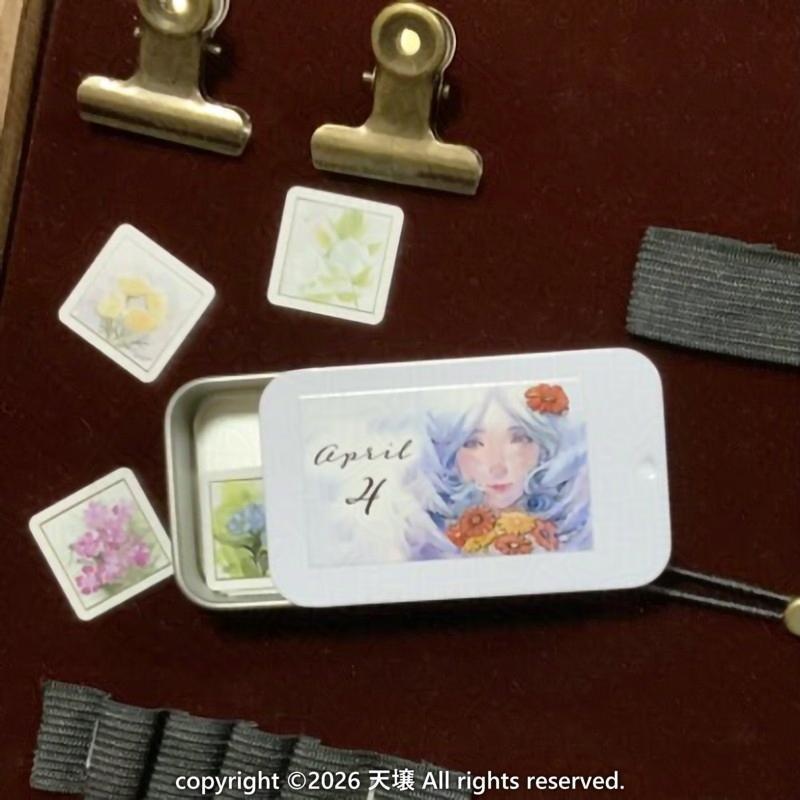 誕生花のフレークシールセット(缶ケース入り)