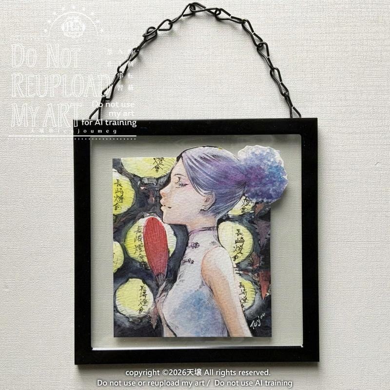 水彩原画「長崎紫陽花」