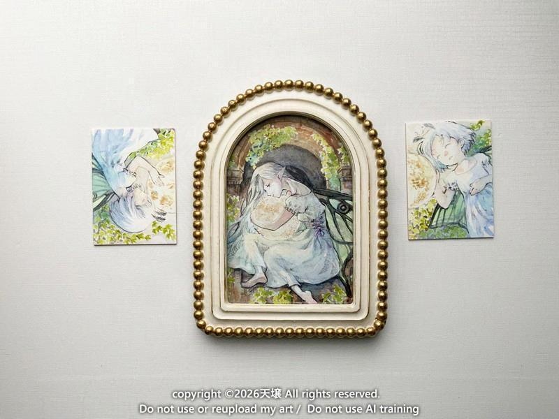 「おやすみの子たち」ATC原画(プラネタリウム・ボタニカルガーデン)