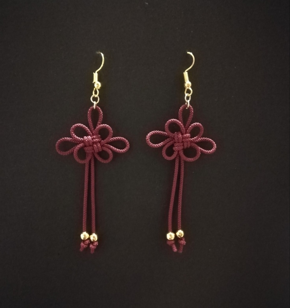 吉祥結びのピアス(えんじ)(イヤリング)【チャイナ】【和装】【着物】【中華風】【袴】【浴衣】【和風】