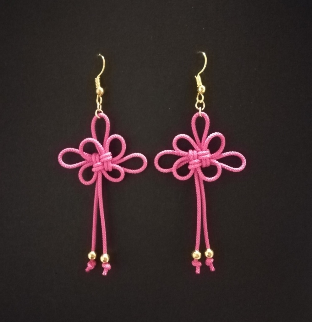 吉祥結びのピアス(ピンク)(イヤリング)【チャイナ】【和装】【着物】【中華風】【袴】【浴衣】【和風】
