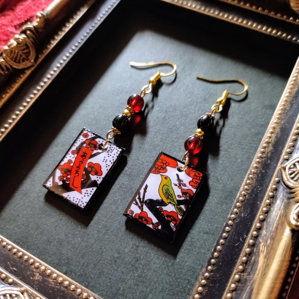 花札ピアス(梅)(イヤリング)【和ゴス】【和装】【着物】【成人式】【袴】【浴衣】【和風】