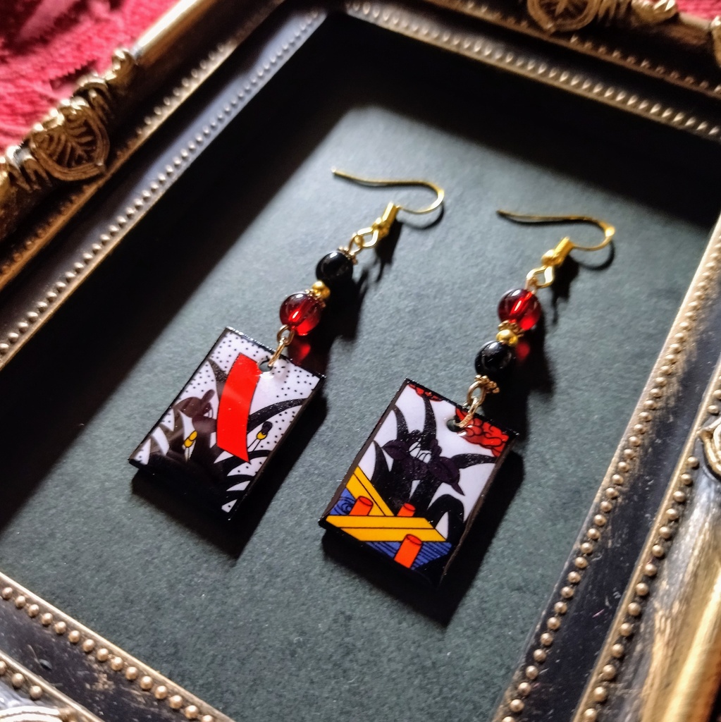 花札ピアス(菖蒲)(イヤリング)【和ゴス】【和装】【着物】【成人式】【袴】【浴衣】【和風】