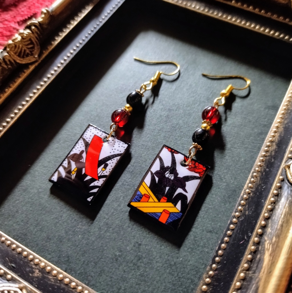 花札ピアス(菖蒲)(イヤリング)【和ゴス】【和装】【着物】【成人式】【袴】【浴衣】【和風】