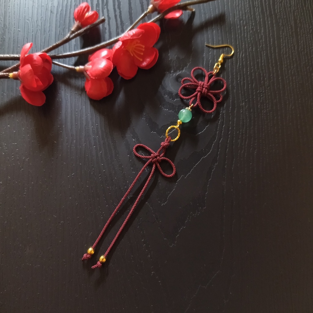 中華風飾り結びの片耳ピアス(色オーダー可)【中華風】【チャイナ】