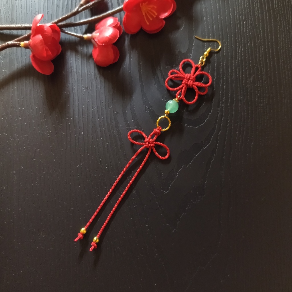 中華風飾り結びの片耳ピアス(色オーダー可)【中華風】【チャイナ】