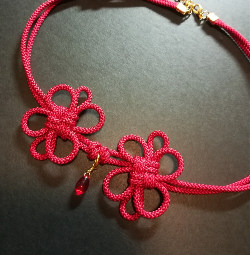 飾り結びのチョーカー(赤)【チャイナ】【和装】【着物】【中華風】【袴】【浴衣】【和風】