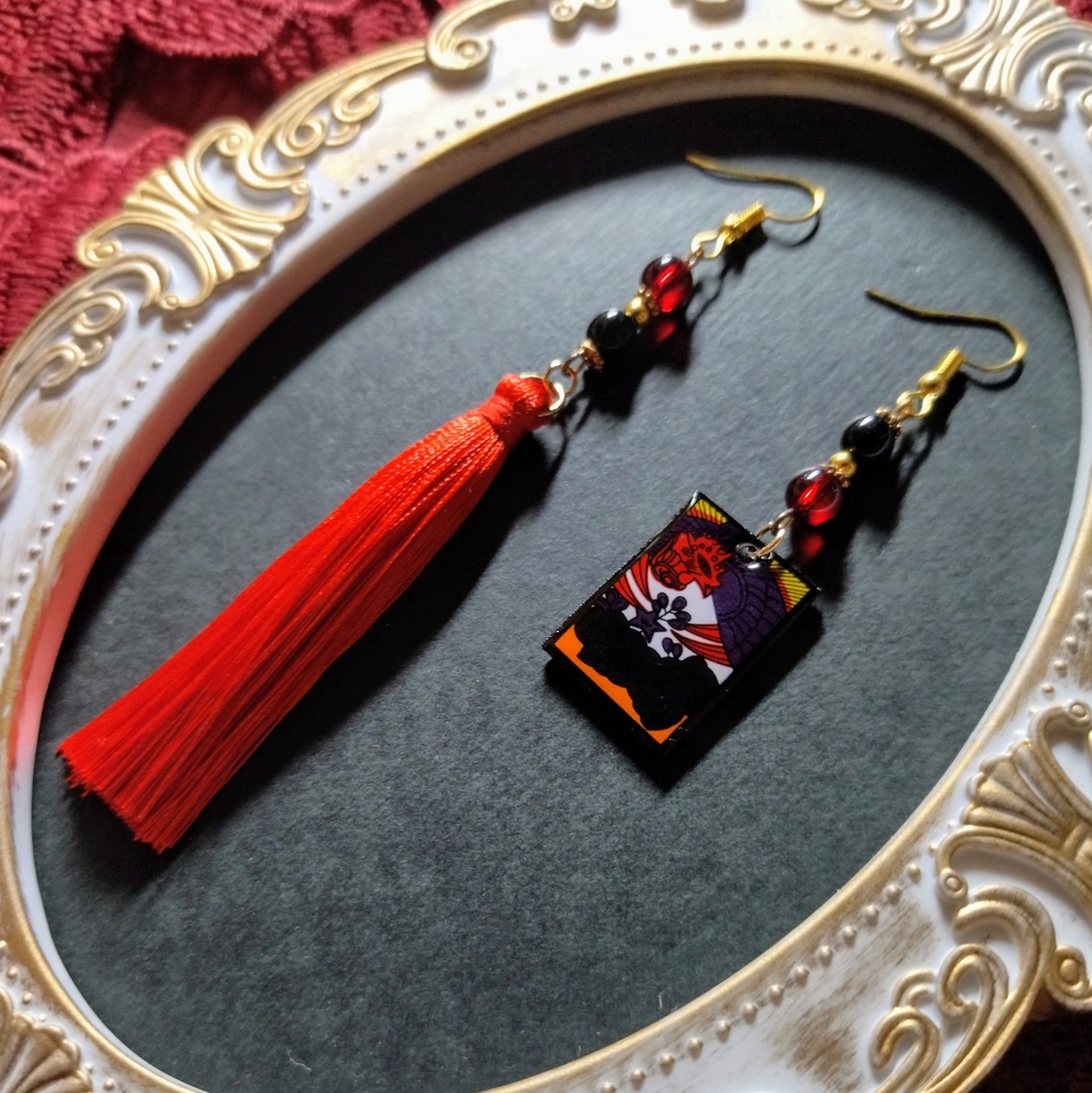 花札&タッセルピアス(桐)(イヤリング)【和ゴス】【和装】【着物】【成人式】【袴】【浴衣】【和風】