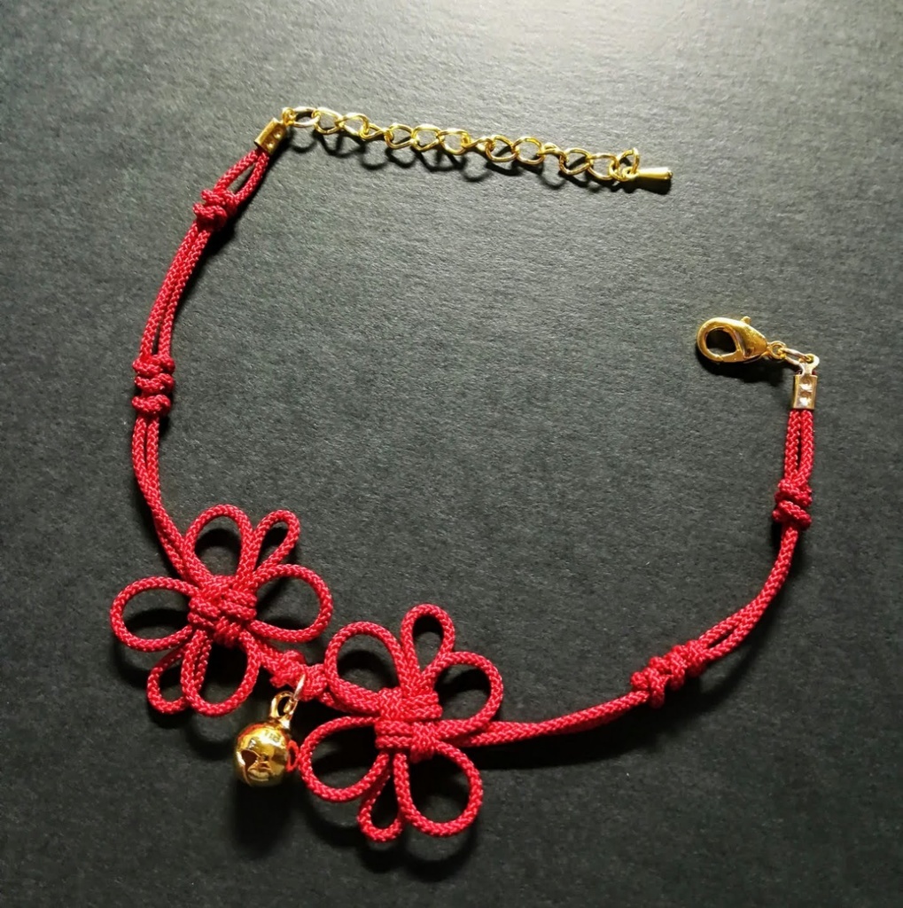 【和風】飾り結びと福鈴のアンクレット(色オーダー可)【チャイナ】【和ゴスロリ】【華ロリ】