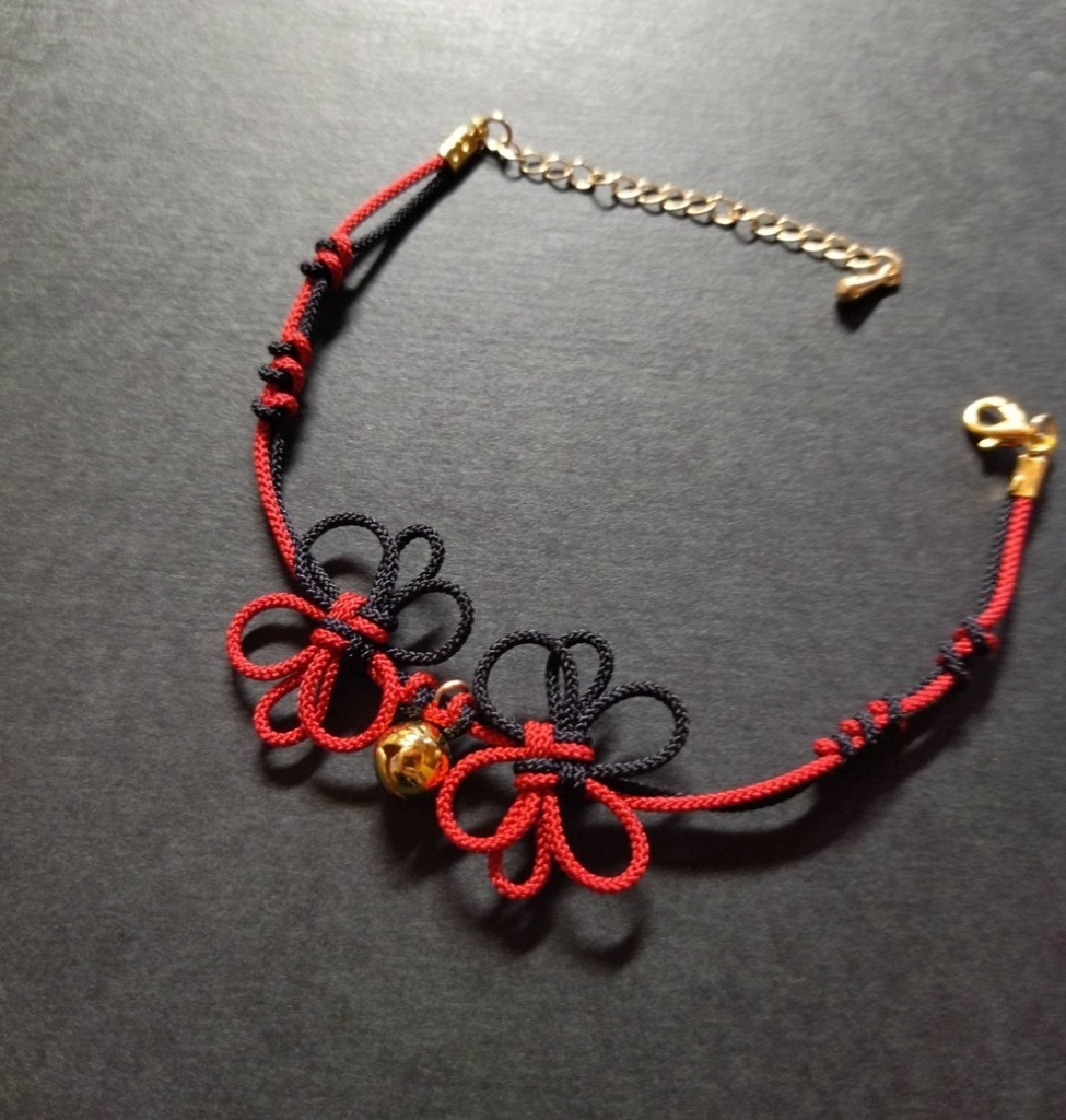 【和風】【バイカラー】飾り結びのアンクレット(色オーダー可)【チャイナ】【中華風】【和ゴスロリ】