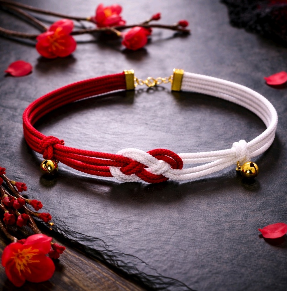 【チャイナ】抱き淡路結びと福鈴のチョーカー（色オーダー可）【和風】【中華風】【着物】【飾り結び】