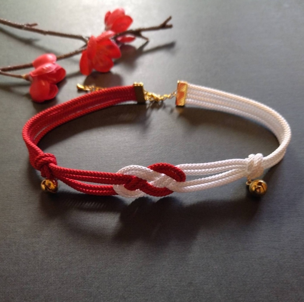 【チャイナ】抱き淡路結びと福鈴のチョーカー(色オーダー可)【和風】【中華風】【着物】【飾り結び】