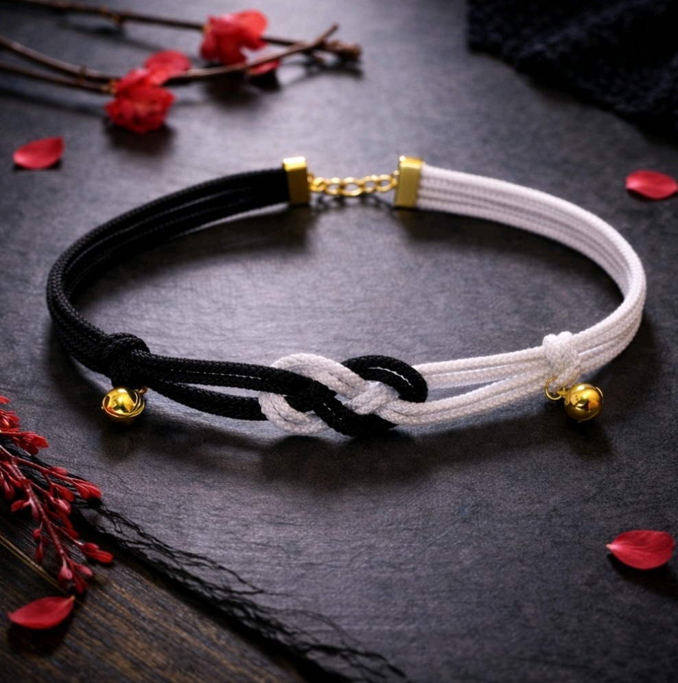 【和風】抱き淡路結びと福鈴のチョーカー（色オーダー可）【チャイナ】【中華風】【着物】【袴】【浴衣】【推し活】【推し色】