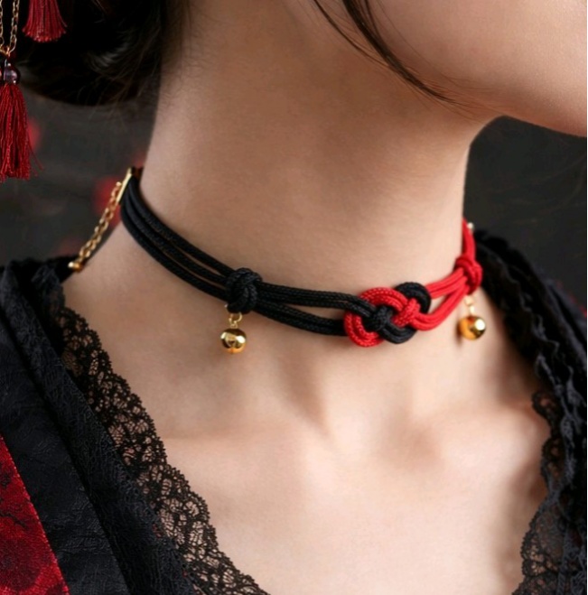 【和風】抱き淡路結びのチョーカー(色オーダー可)【チャイナ】【中華風】【着物】【和ゴス】【和ロリ】【推し色】【推し活】