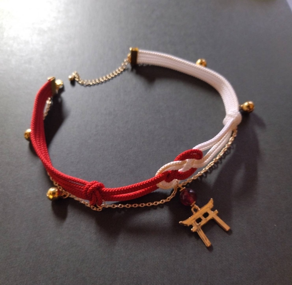 【和風】抱き合わじ結びと鳥居のチョーカー(色オーダー可)【和ゴスロリ】【着物】【和装】【サブカル】