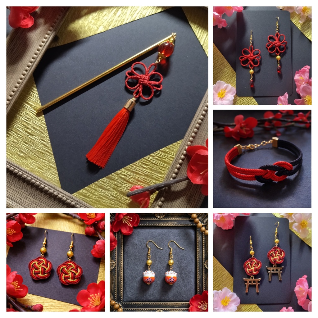 【期間限定(3/31末迄)】送料無料飾り結び屋たこやきの和風福袋【ピアス】【イヤリング】【着物】【浴衣】【和ゴス】【【和風ピアス】【和風イヤリング】袴】