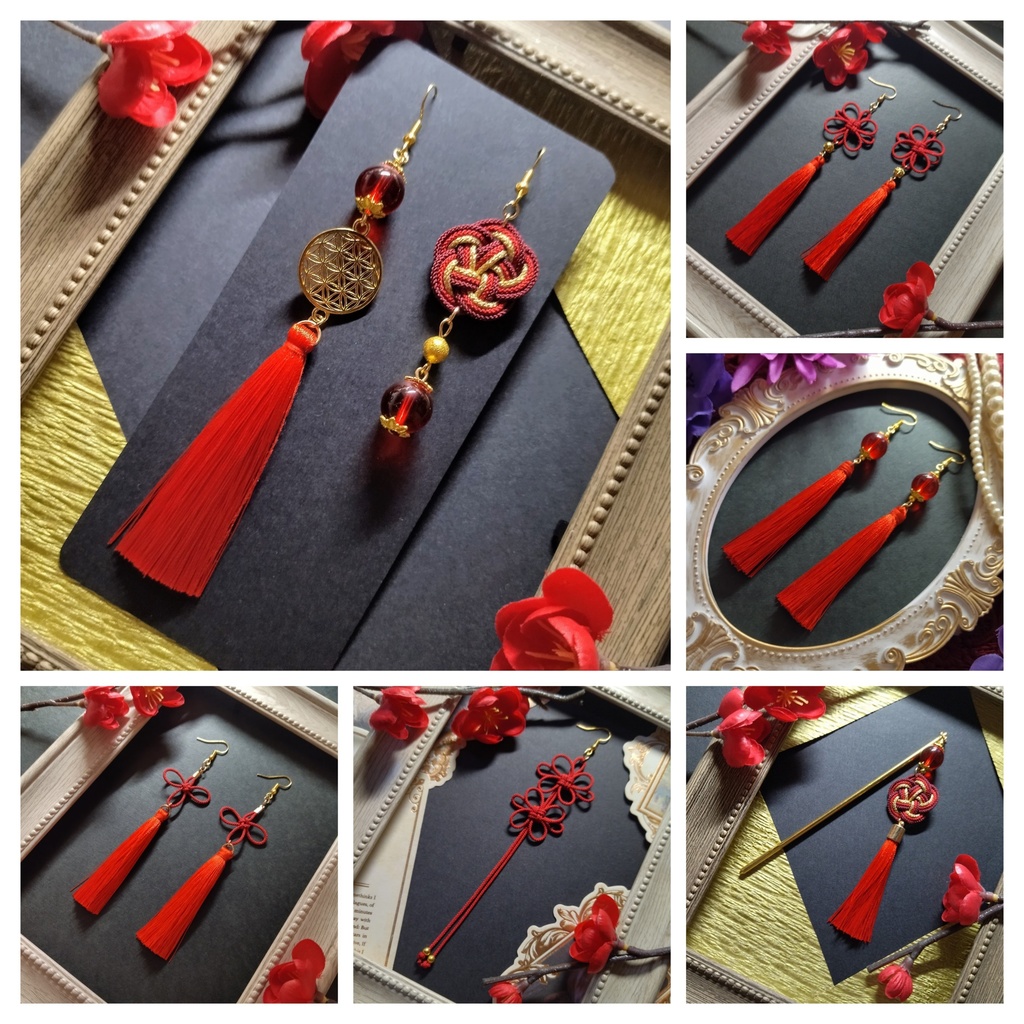 【期間限定(3/31末迄)】送料無料飾り結び屋たこやきの和風福袋【ピアス】【イヤリング】【着物】【浴衣】【和ゴス】【【和風ピアス】【和風イヤリング】袴】